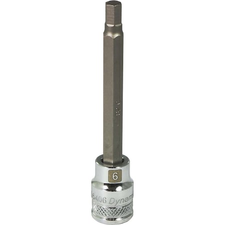 Dynamic Tools 3/8" Drive Metric Hex Head, 6mm Long Bit, Chrome Finish Socket D006406